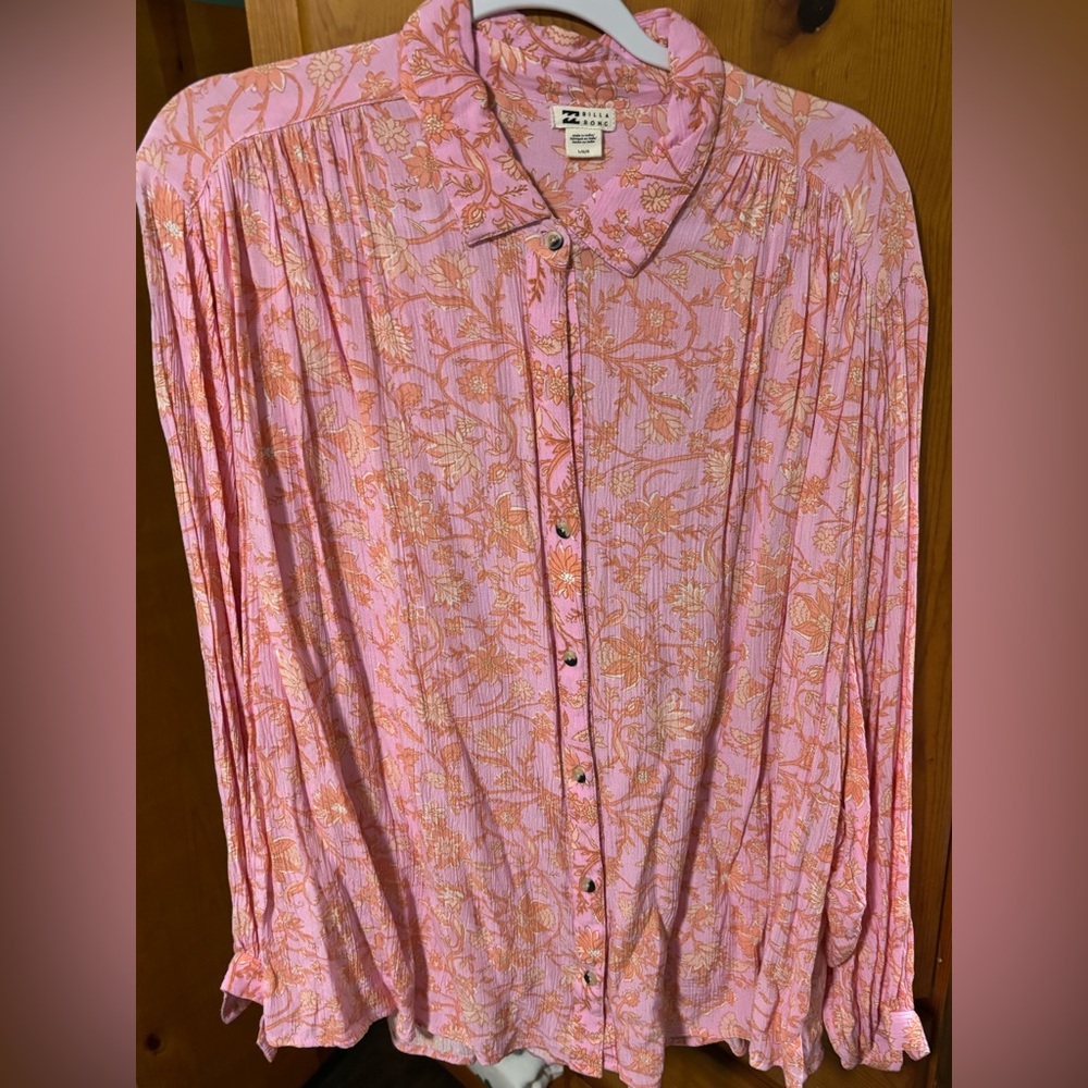Billabong Pink and Orange Floral Shirt